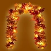 Kaszoo Fall Maple With 40 Led Garlands For Home Wedding Party, Orange Yellow Red, 9.4 Oz
